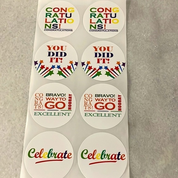 Stickers Congratulations You Did It Celebrate colorful circle sticker New OS 8ct - Picture 6 of 6